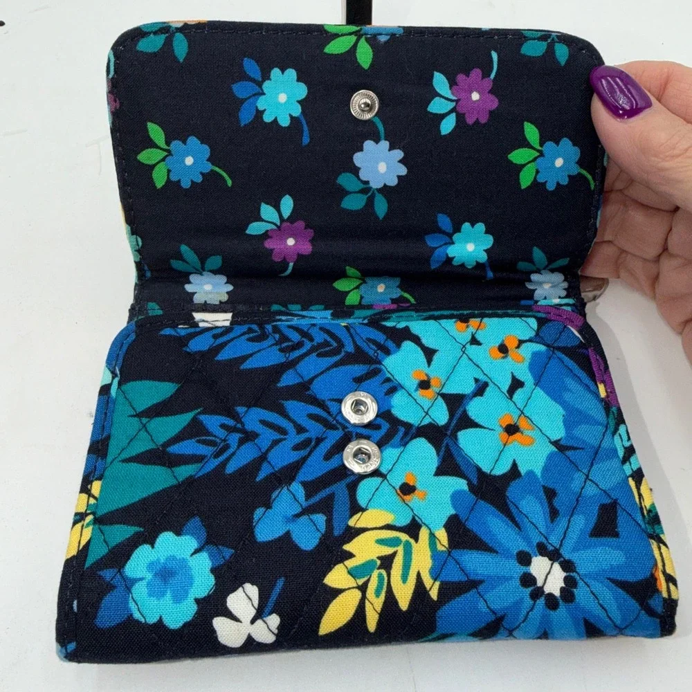 Vera Bradley Euro Wallet in the Midnight Blues pattern.